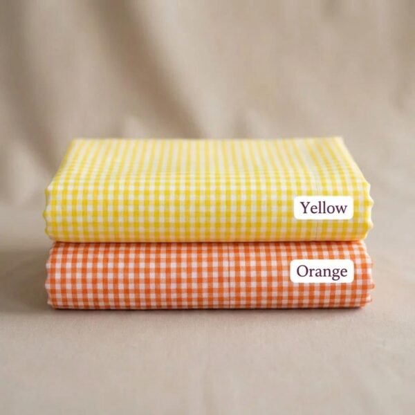 Yellow Orange Gingham Fabric by the Yard – 1/8" Small Check Poly Cotton 60" Wide Bright Cheerful for Quilting Kitchen Decor