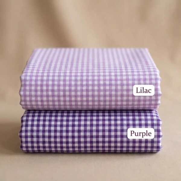 Purple Lilac Gingham Fabric by the Yard – 1/8" Small Check Poly Cotton 60" Wide Lavender for Quilting Dresses Baby Nursery