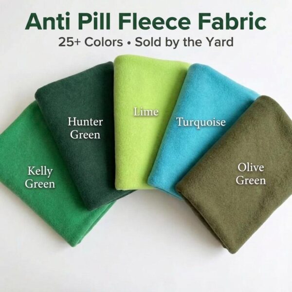 Green Fleece Fabric by the Yard, Anti Pill Soft Polar Fleece, Plush Cozy Blanket Fabric for Sewing, Pajamas, Home Decor