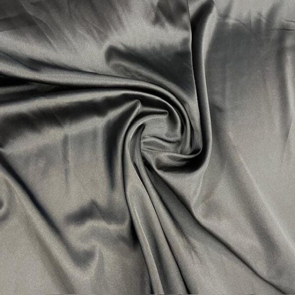 Black Satin Fabric by Yard, 58" Silky Stretch Charmeuse Wedding Bridesmaid Dress Fabric, Premium Black Formal Material
