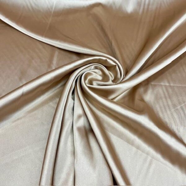Light Champagne Satin Fabric by Yard, 58" Silky Stretch Charmeuse Wedding Bridesmaid Dress Fabric, Cream Gold Nude Material