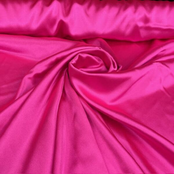 Fuchsia Pink Satin Fabric by Yard, 58" Silky Stretch Charmeuse Wedding Bridesmaid Dress Fabric, Hot Magenta Bright Material