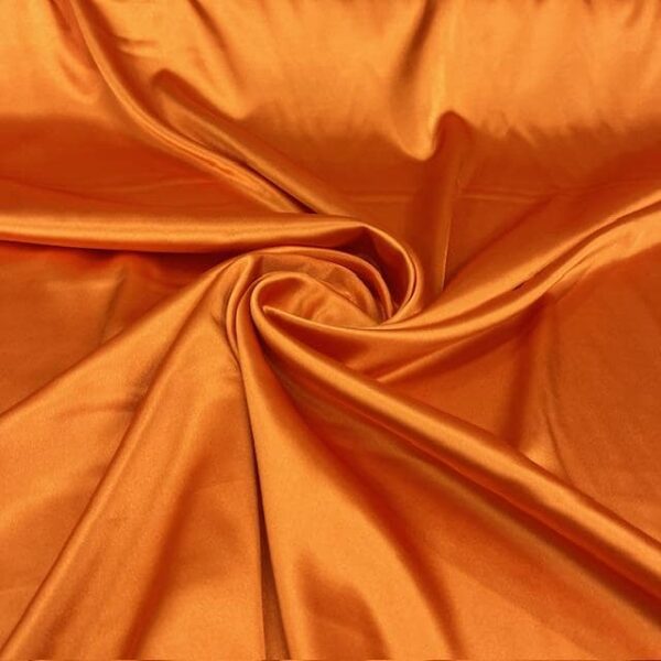 Orange Satin Fabric by Yard, 58" Silky Stretch Charmeuse Wedding Bridesmaid Dress Fabric, Bright Tangerine Fall Material