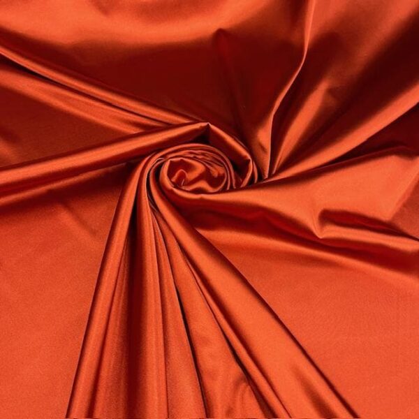 Dark Rust Satin Fabric by Yard, 58" Silky Stretch Charmeuse Wedding Bridesmaid Dress Fabric, Burnt Orange Copper Material