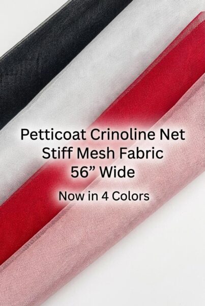 Petticoat Crinoline Net Fabric by the Yard, Stiff Mesh Fabric 56 Inch Wide for Petticoats, Gowns, Costumes & Dress Support
