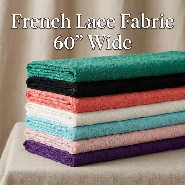 Raschel Lace Fabric by the Yard – 60 Inch Wide Polyester French Floral Lace Fabric for Dresses Wedding Gowns Tablecloth Decor Sewing