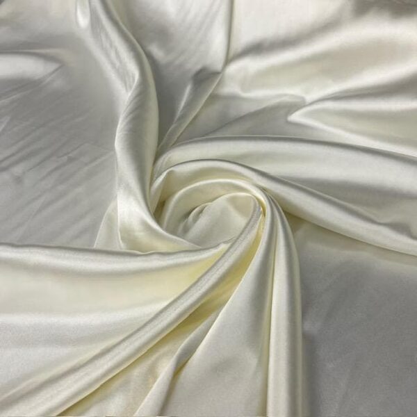 Ivory Satin Fabric by Yard, 58" Silky Stretch Charmeuse Wedding Dress Bridesmaid Bridal Fabric, Cream Off White Material
