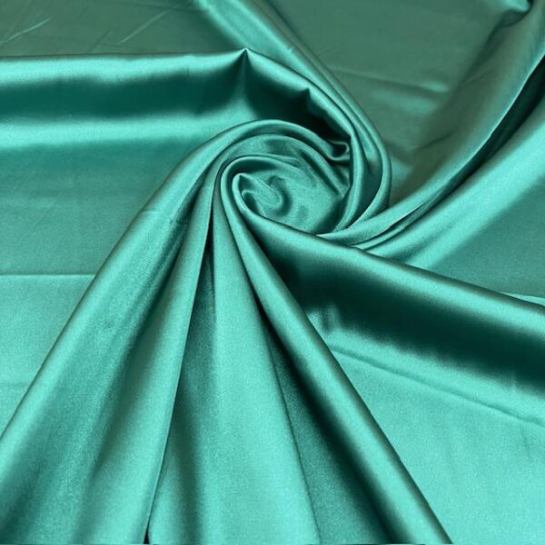 Jade Green Satin Fabric by Yard, 58" Silky Stretch Charmeuse Wedding Bridesmaid Dress Fabric, Emerald Teal Green Material