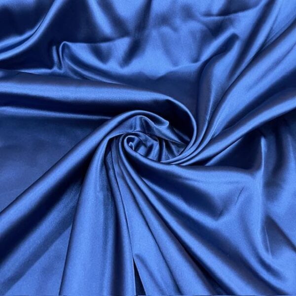Navy Blue Satin Fabric by Yard, 58" Silky Stretch Charmeuse Wedding Bridesmaid Dress Fabric, Dark Blue Classic Material