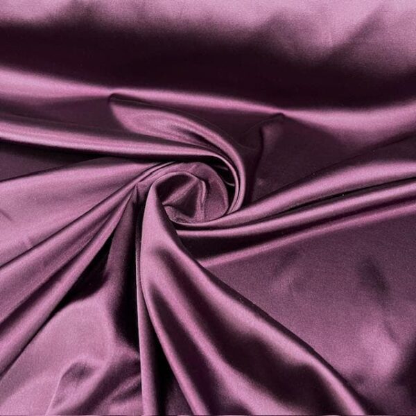 Plum Purple Satin Fabric by Yard, 58" Silky Stretch Charmeuse Wedding Bridesmaid Dress Fabric, Deep Eggplant Wine Material