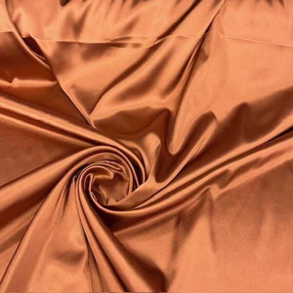 Light Rust Satin Fabric by Yard, 58" Silky Stretch Charmeuse Wedding Bridesmaid Dress Fabric, Terracotta Peach Material